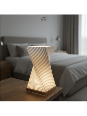 Adens Shop Modern Spiral Tasarım 3 Farklı Işık Modlu Dekoratif Gece Lambası ve Masa Lambası