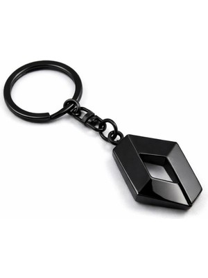 Renault 3D Metal Siyah Kaplamalı Otomobil Anahtarlığı Şık ve Dayanıklı Tasarım