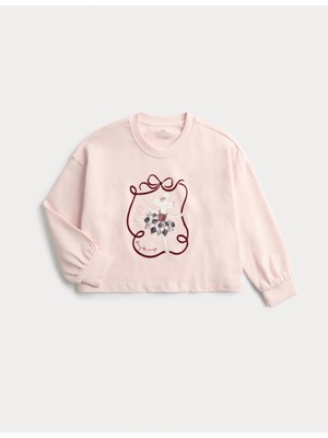 Marks & Spencer Saf Pamuklu Payetli T-Shirt (2-8 Yaş)