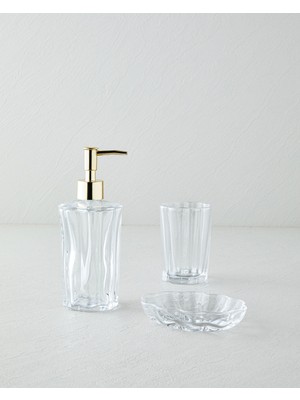 Feyza Design Şeffaf 3'lü Banyo Seti, 14,5 Cm, Şık ve Fonksiyonel Tasarım