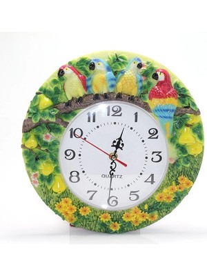 Ecoport Papağanlı Polyester Duvar Saati