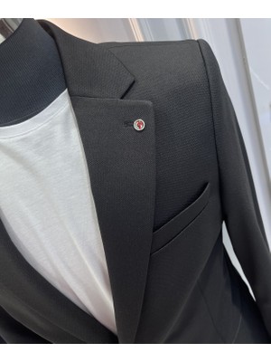 Sabri Zengin Erkek Slim Fit Blazer Ceket %65 Viskon %35 Polyester Düz Tasarım Rahat Kullanım