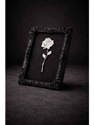 Monarch Rose Kabartma Gül Model Varaklı Premium Tablo |170MM x 230MM Masaüstü Için