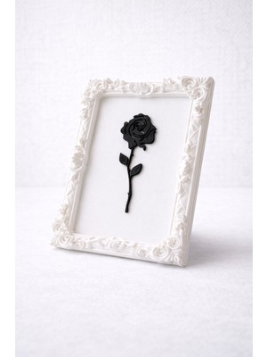 Monarch Rose Kabartma Gül Model Varaklı Premium Tablo |170MM x 230MM Masaüstü Için