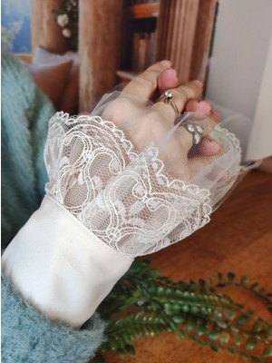 Firuz Rukye Güpürlü Tüllü Manşet Kolluk