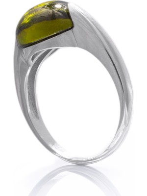 Yıldırım 925 Ayar Doğal Taşlı Modern Tasarım Kadın Gümüş Yüzük - Şık Tasarım