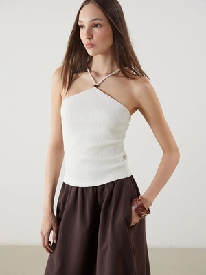 Lc Waikiki Yeni Sezon Halter Yaka Dokulu Askılı Bluz