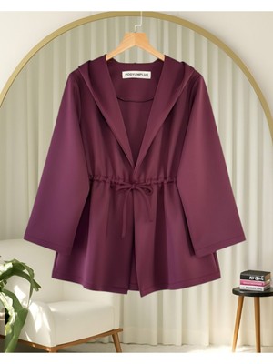 Modamorfo Önü Tünel Bağcıklı Scuba Kimono -Bordo