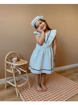 Butik Kız Çocuk Bandana Aksesuarlı %100 Pamuklu Elbise