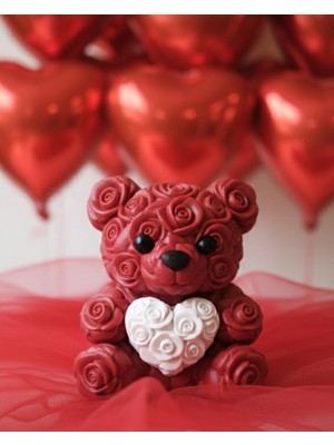 DS LLC Ieg ™ 3D Baskı Kalpli Ayıcık 10CM Romantik Masaüstü Dekor DSLLCRS-IEGK34