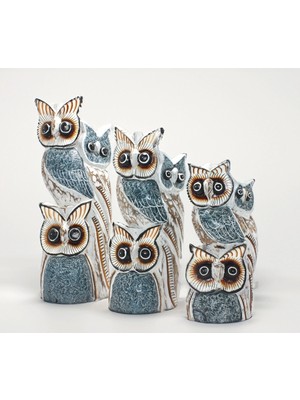 Ecoport Ahşap 3'lü Baykuş Seti Model 6