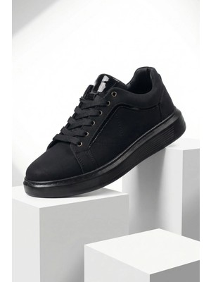 Erkek Spor Sneaker Ayakkabı Soft Siyah Ortopedik Tabanlı Rahat ve Hafif M801