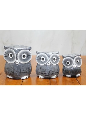 Ecoport Ahşap 3'lü Baykuş Seti Model 2