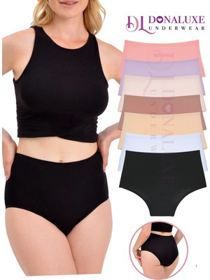 Donaluxe Kadın Külot , Kadın Yüksek Bel Soft Renkler Pamuklu 7'li Külot