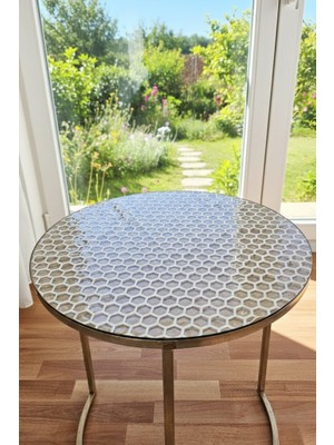 Yuvarlak Orta Sehpa Petek Desenli Çeyizlik Pvc Şeffaf Masa Örtüsü Hasır Lüx Silinebilir Hediyelik