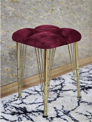 Sevinç Mobilya Kare Gold Kaplama Telli Ayaklı Tabure - Oturak - Bar Taburesi - Ayaklı Tabure