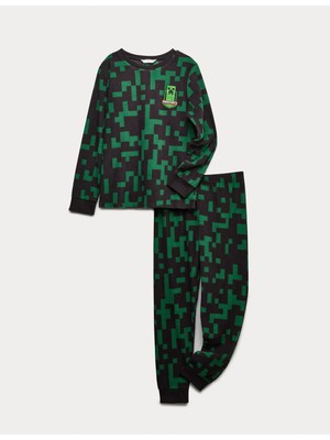 Marks & Spencer Minecraft Baskılı Pamuklu Pijama Takımı (3-16 Yaş)