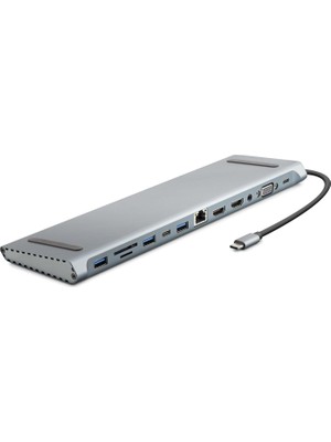 İlk El Grup Ieg™ Type-C Hdtv 2 * Type-C + 2 * Hdmı + 3 * Usb3.0 + VGA + Audıo + Lan + Tf + Sd 12 In 1 HDX785