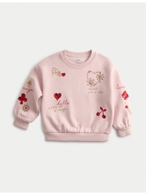 Marks & Spencer Pamuk Karışımlı Desenli Sweatshirt (2-10 Yaş)