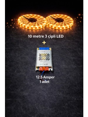 ZMR Lumıxa 3 Çipli 10 Metre Amber LED + 12.5 Amper Trafo
