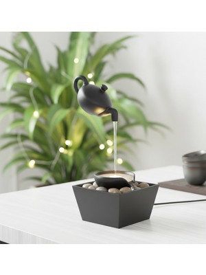 Meli Collection Lüks Hediyelik Şelale Demlik Dekoratif Süs Havuzu ( Elektirikli & Ledli )