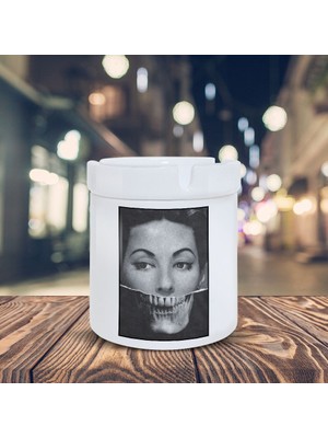 Asilmeydan Kolaj Küllük İskelet Suratlı Kadın Baskılı Kül Tablası K-174