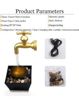 Meli Collection Lüks Hediyelik Şelale Musluk Dekoratif Süs Havuzu ( Elektrikli & Ledli )