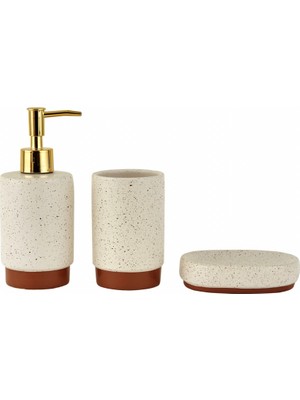 Feyza Design Pratik ve Şık Banyo Aksesuar Seti, Beyaz, 3'lü