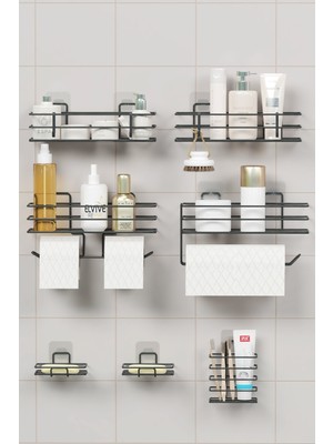 Feyza Design 7 Parça Banyo Seti: Duş Rafı, Havluluk, Tuvalet Kağıtlık, Sabunluk, Diş Fırçalık