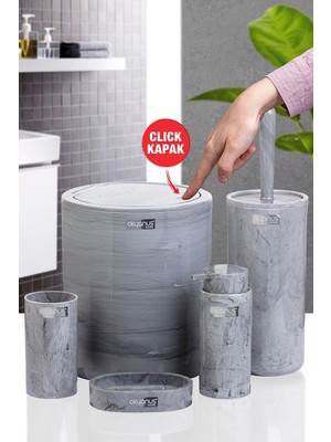 Feyza Design Mermer Desenli 5'li Banyo Seti, Şıklık ve Fonksiyon Bir Arada