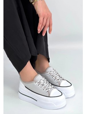 TeknoKapsül Dalen Gri Keten Bağcıklı Spor Ayakkabı