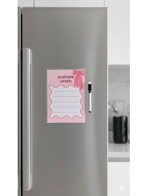 Tint and Treats Buzdolabı Alışveriş Listesi A5 – Laminasyonlu Yaz Sil – Magnetli – Yaz Sil Kalem Hediyeli
