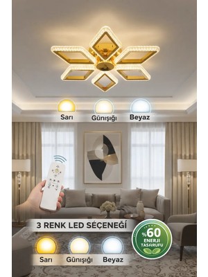 Marsel Lighting Papatya 6lı LED Avize 3 Renk LED Secenekli Salon Oturma Odası Avize