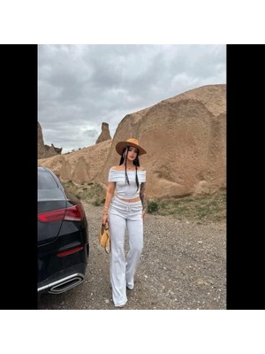 Madonna Yaka Bol Paça Pantolonlu Takım