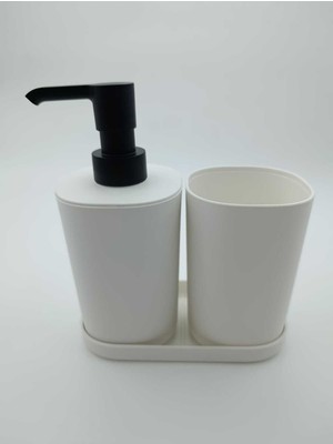 Feyza Design Pratik 3'lü Banyo Sabun ve Fırçalık Seti, Şık ve Kullanışlı Tasarım