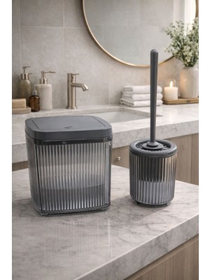 Feyza Design Modern ve Şık Banyo Çöp Kovası ve Wc Fırçası Seti, Pratik Kullanım