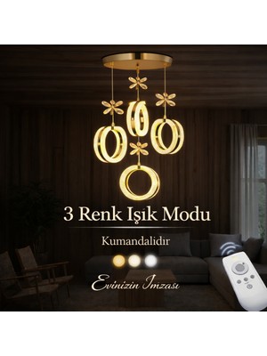 Marsel Lighting Alya Model 4’lü Gold 3 Renk Modu Ledli Kristal Taşlı