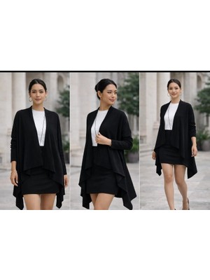 Gül Öfekler Trıko  Hırka Şal Yaka