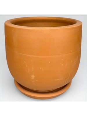 AdenArt Toprak Tabaklı Saksı 20*18 cm Orta Boy El Yapımı Turuncu