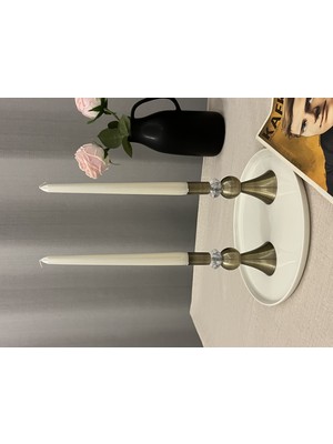Luxay Home Gold Rengi Pısa Crystal 2'li Şamdan&mumluk Seti