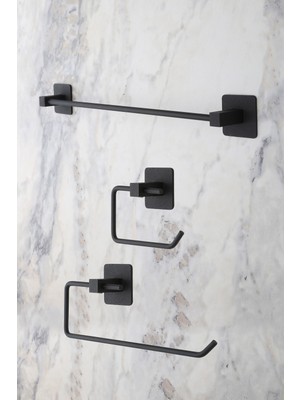 Feyza Design Kare Yapışkanlı Uzun Havluluk Rulo Tuvalet Kağıtlık Siyah