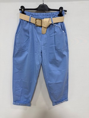 Della Moor Açık Mavi Kadın Italyan Şalvar Kalıp Kemerli Pantolon