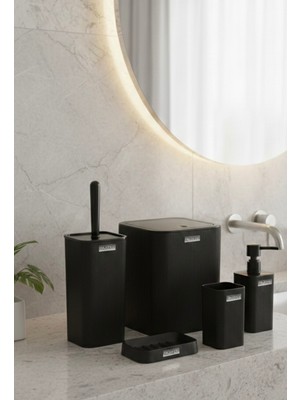 Feyza Design Şık Siyah Çizgili Kare Banyo Seti, Konfor ve Stil Bir Arada