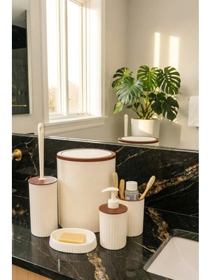 Feyza Design Beyaz Yuvarlak Banyo Seti, 6 Litre, Şık ve Kullanışlı Tasarım