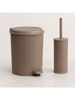 Feyza Design Şık 2'li Banyo Seti, Çöp Kovası ve Tuvalet Fırçası Seti
