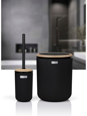 Feyza Design Şık Yuvarlak Wc Kovası ve Fırça Seti, Pratik ve Kullanışlı Tasarım