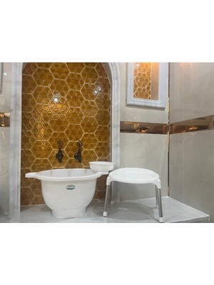 Feyza Design Şık Metal Ayaklı Hamam Tası 3'lü Seti, Lüks ve Zarif Tasarım