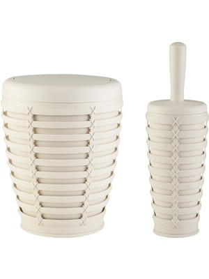 Feyza Design Şık ve Kullanışlı 2'li Banyo Seti: Çöp Kovası ve Tuvalet Fırçası