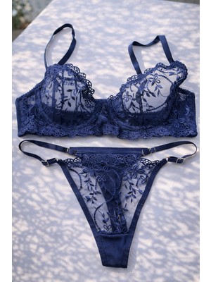 Süsen Lingerie Petrol Mavisi Kadın Sütyen Takım