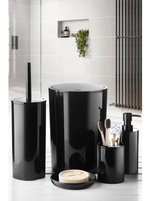 Feyza Design Modern Siyah Banyo Seti, Şık ve Fonksiyonel 5 Parça